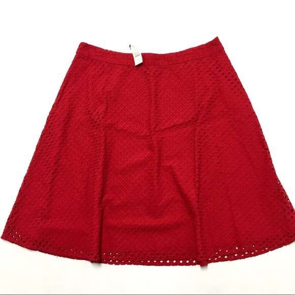 NWT Talbots red eyelet midi circle skirt 14 P - Picture 3 of 6